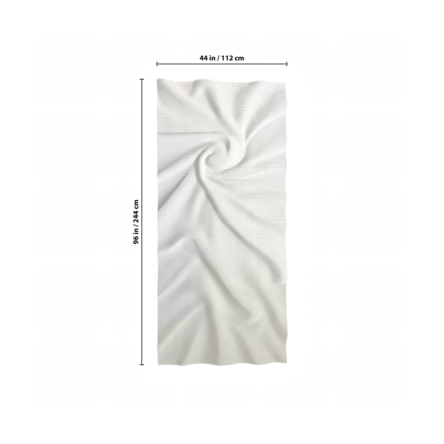 The Nova Wall Art - Small by Landmark Decor features white textured fabric with a spiral pattern, measuring 44" (112 cm) wide and 96" (244 cm) long—ideal as a decorative panel to elevate modern interiors.