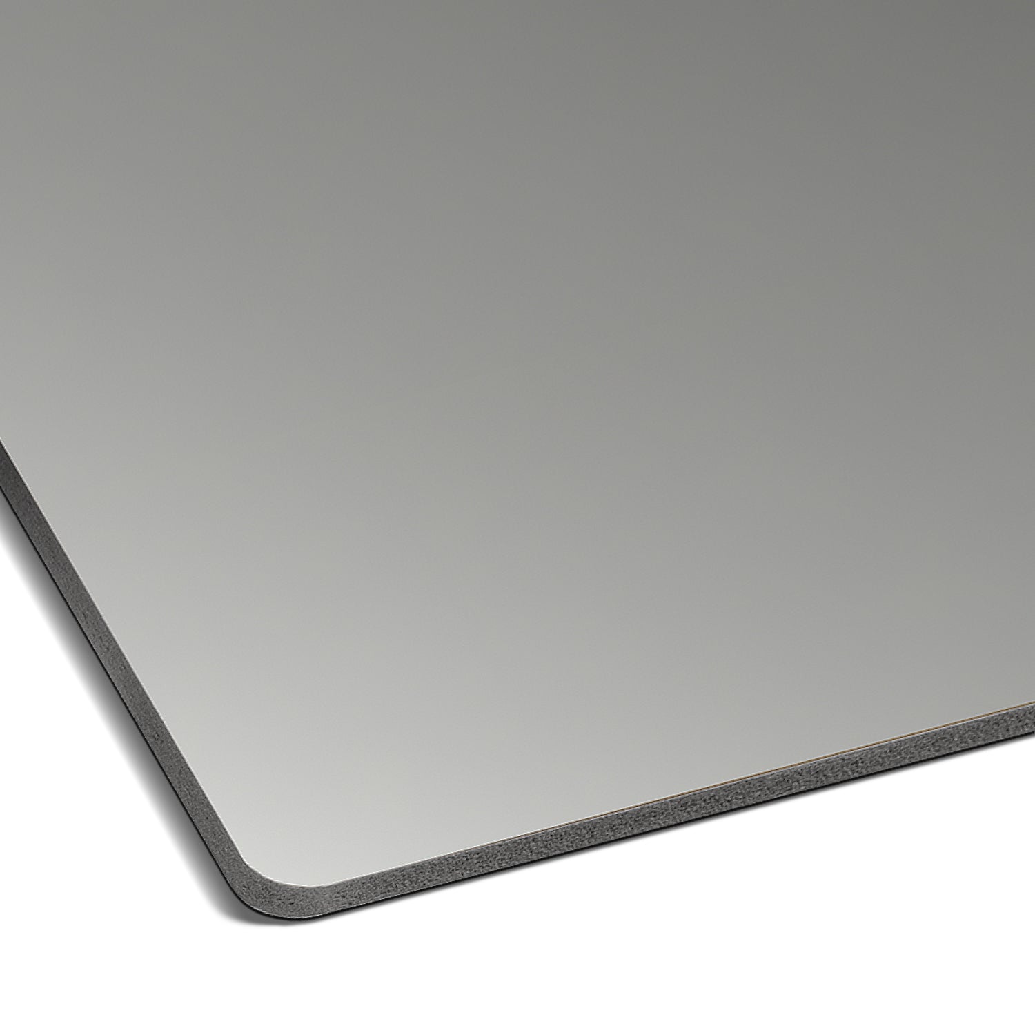 A close-up of the Landmark Decor Slate Grey Carbon Sheet, a sleek rectangular metal panel with rounded corners, displayed against a white background to highlight its modern wall panel design.