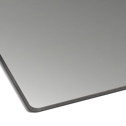 A close-up of the Landmark Decor Slate Grey Carbon Sheet, a sleek rectangular metal panel with rounded corners, displayed against a white background to highlight its modern wall panel design.