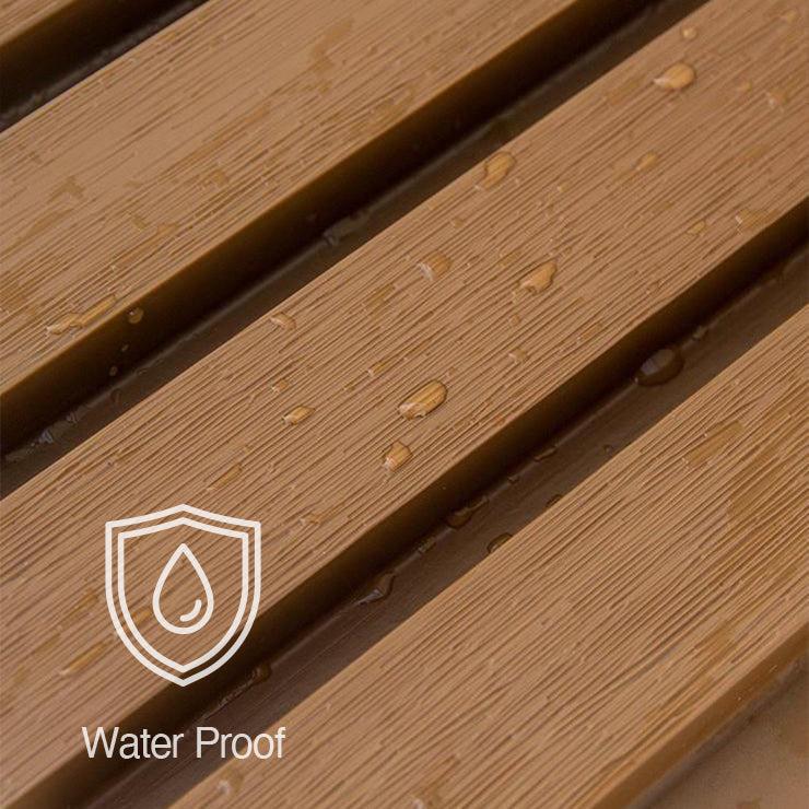 Close-up of Charcoal Ash Exterior WPC Panel by Landmark Decor, showing water droplets that highlight its weather-resistant and waterproof surface—perfect for outdoor wall decoration or exterior panels.