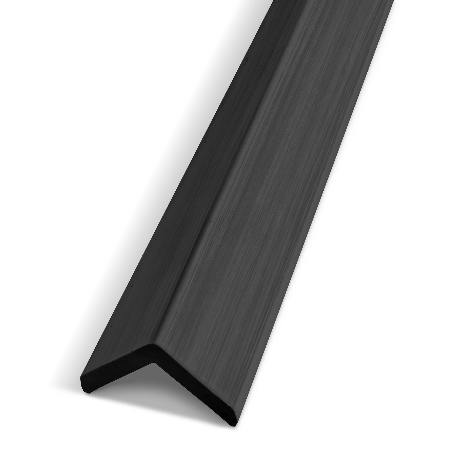 The Landmark Decor Urban Shadow Exterior Panel Corner is a black metal angle bar with a right-angle bend, perfect for exterior wall installations or outdoor use, shown on a white background.