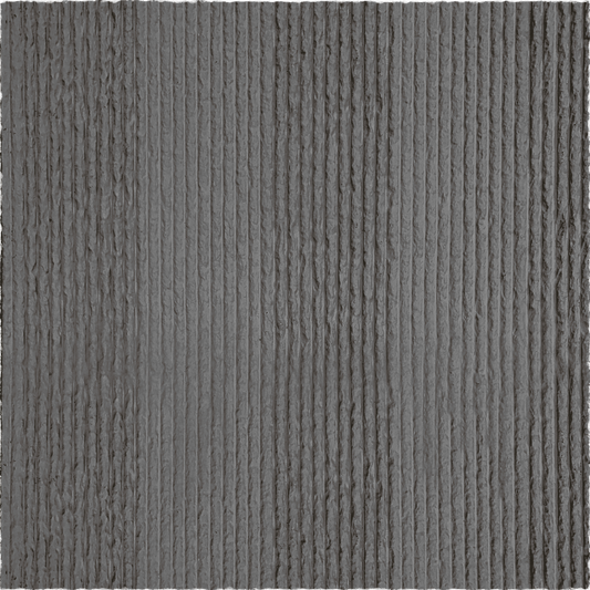 The Landmark Decor Oman Linear Stone Sheet - Grey features a gray surface with vertical ridges and a slightly rough texture, offering a tactile feel similar to flexible stone veneers.