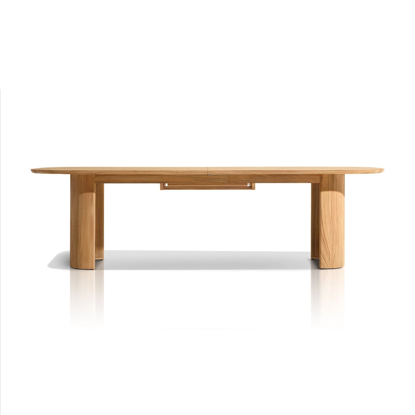 The Timber Serenity Collection by Landmark Decor offers a sleek, modern wooden dining table perfect for alfresco dining. It features a minimalist rectangular top with rounded edges and sturdy block legs in a natural wood finish, suitable for both indoor and outdoor settings.