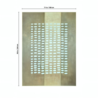 Pulse Wall Art by Landmark Decor features a grid of white ovals on a brown and beige background. Measuring 71" x 96", this modern panel is ideal for enhancing any contemporary interior space.