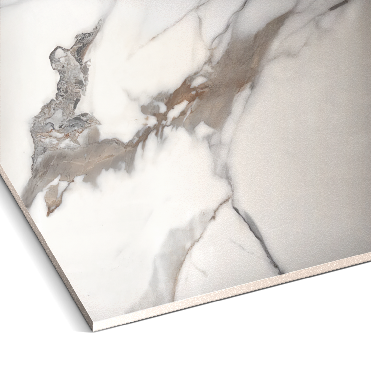 The Landmark Decor Calacatta Mist Marble Durable PVC Wall features a white base with brown and gray veining, perfect for decorative panels or elegant column cladding in contemporary interiors.
