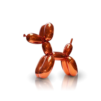 The Landmark Decor Balloon Dog is a shiny, metallic balloon dog sculpture perfect for home decor, shown against a white background with a subtle reflection.