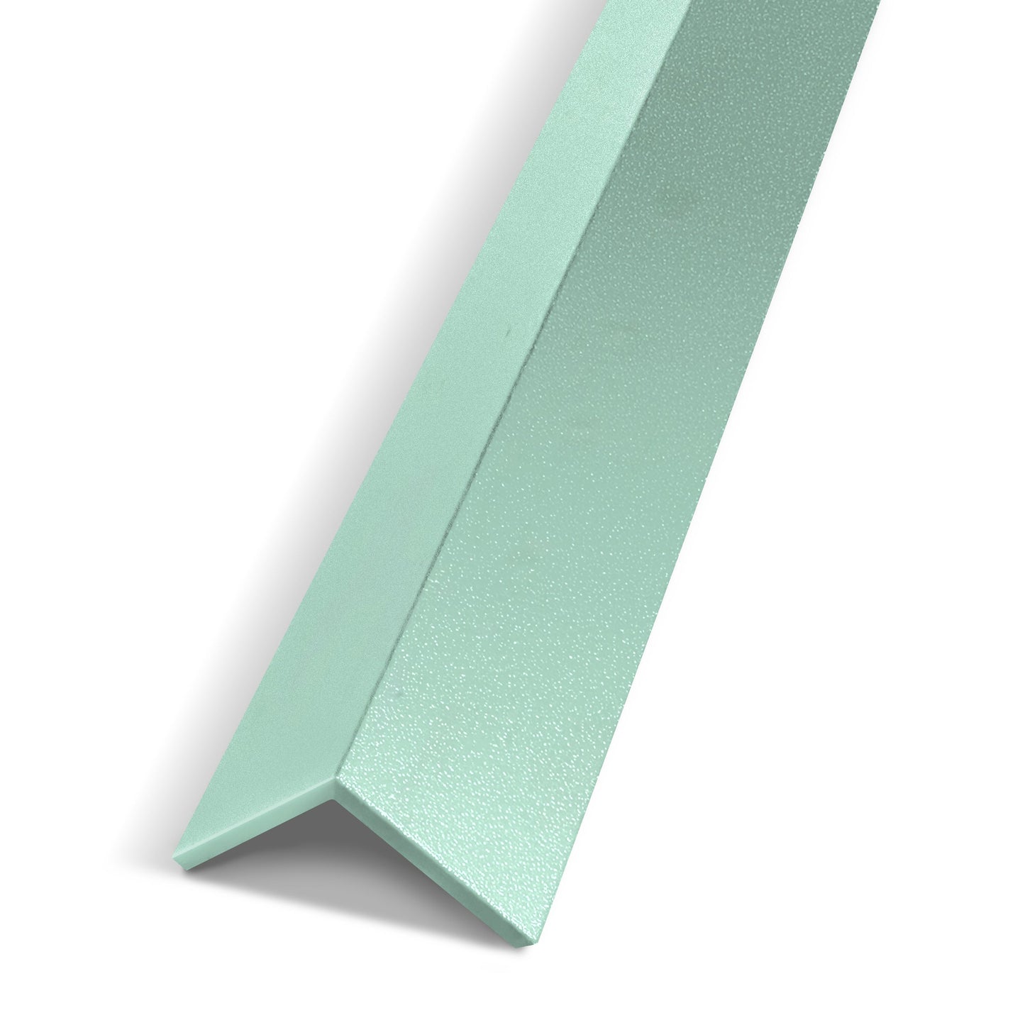A close-up of the Landmark Decor Mint Green Interior WPC Panel Corner, featuring a textured finish, perfect for modern wall panel corners, displayed against a white background.