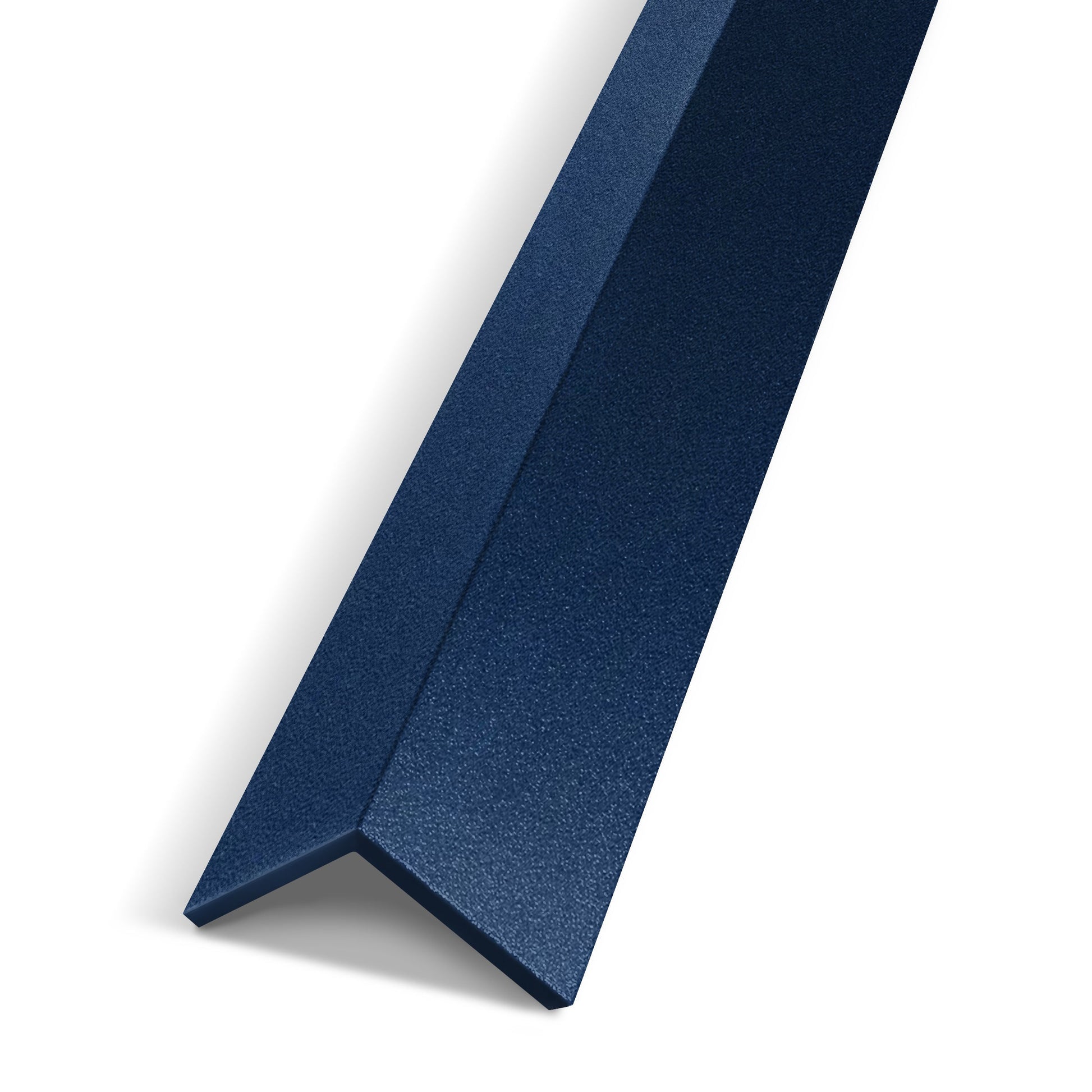 The Landmark Decor Navy Blue Frosted Effect Interior WPC Panel Corner, featuring a textured finish for wall panel corners, is displayed against a white background.