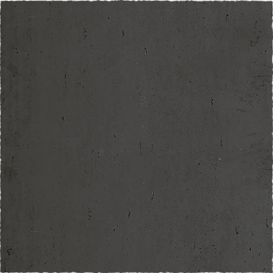 The Landmark Decor Travertine Stone Sheet - Black features a flat, dark gray concrete look with a slightly rough texture and subtle shading, mimicking the natural stone finish of flexible stone veneers.